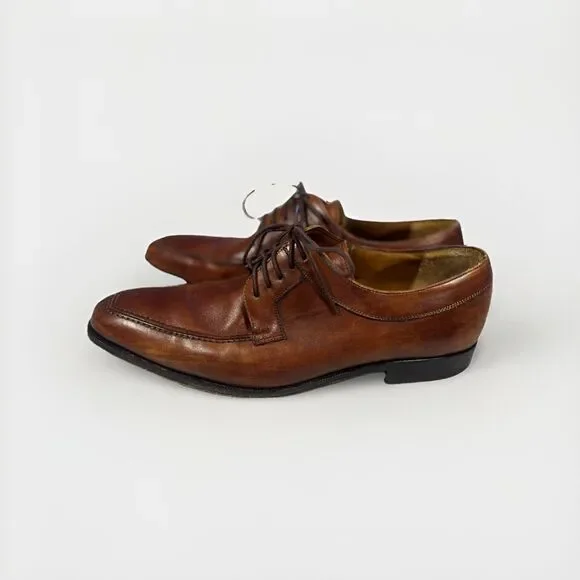 MEZLAN MENS SOLID COGNAC BROWN LACE-UP OXFORD TOE LEATHER DRESS SHOES-9.5 M - Picture 13 of 16